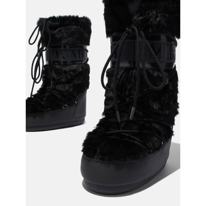 Dámské vysoké zimní boty MOON BOOT-MB ICON FAUX FUR -N001 BLACK - 