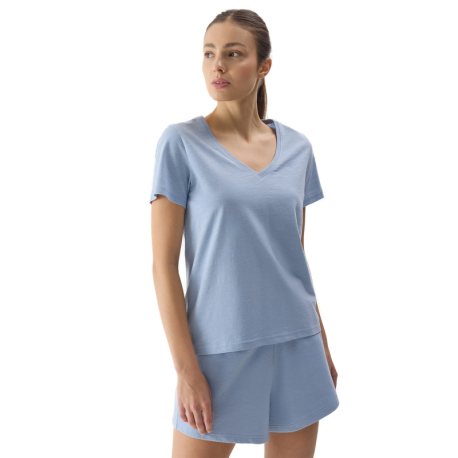 Dámské triko s krátkým rukávem s v-výstřihem 4F-TSHIRT-4FWSS24TTSHF1162-34S-LIGHT BLUE