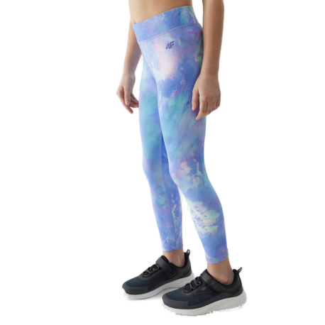 Dívčí legíny 4F JUNIOR-TIGHTS FNK-4FJWSS24TFTIF222-52A-LIGHT VIOLET ALLOVER