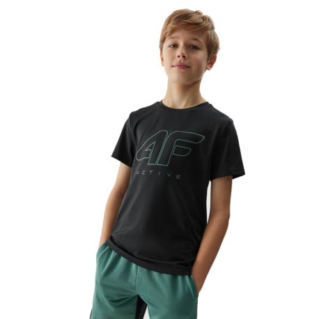 Chlapecké tréninkové tričko s krátkým rukávem 4F JUNIOR-TSHIRT FNK-4FJWSS24TFTSM691-20S-DEEP BLACK