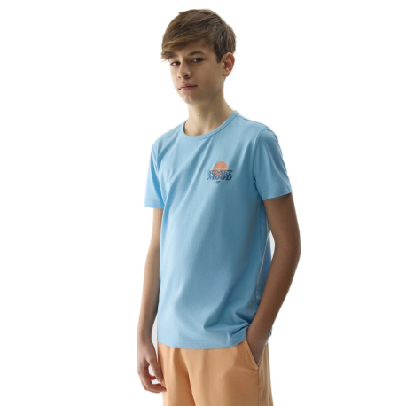 Chlapecké tričko s krátkým rukávem 4F JUNIOR-TSHIRT-4FJWSS24TTSHM1136-34S-LIGHT BLUE