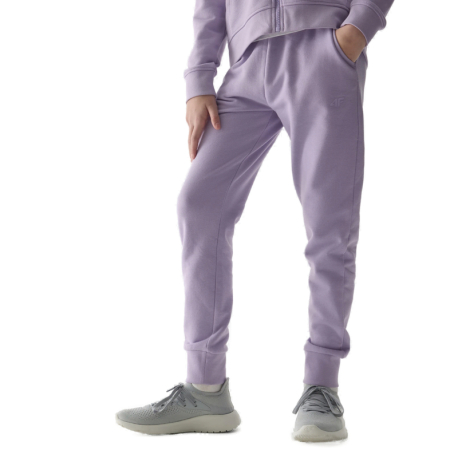 Dívčí tepláky 4F JUNIOR-TROUSERS-4FJWSS24TTROF587-52S-LIGHT VIOLET