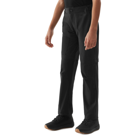 Dívčí turistické kalhoty 4F JUNIOR-TROUSERS FNK-4FJWSS24TFTRF494-21S-BLACK