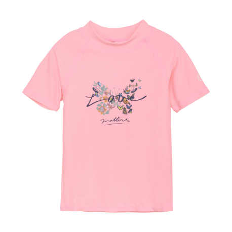 Dívčí tričko na koupání COLOR KIDS-T-shirt W. Print, salmon rose