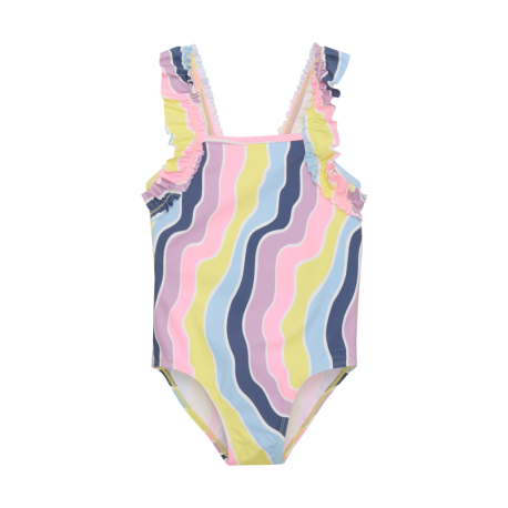 Dívčí plavky COLOR KIDS-Swimsuit W. Frills, AOP, lavender mist