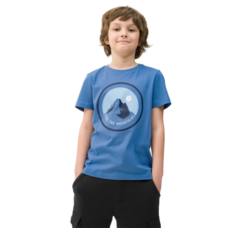 Chlapecké turistické triko s krátkým rukávem 4F JUNIOR-TSHIRT-4FJWSS24TTSHM1133-33S-BLUE