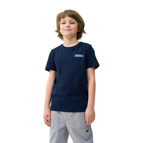 Chlapecké turistické triko s krátkým rukávem 4F JUNIOR-TSHIRT-4FJWSS24TTSHM1131-31S-NAVY