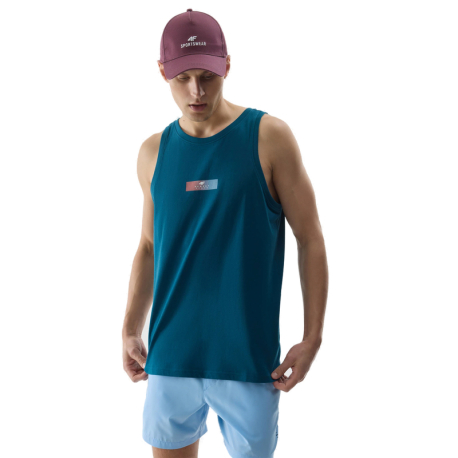 Pánské tílko 4F-TSHIRT-4FWSS24TTSHM1291-46S-TEAL