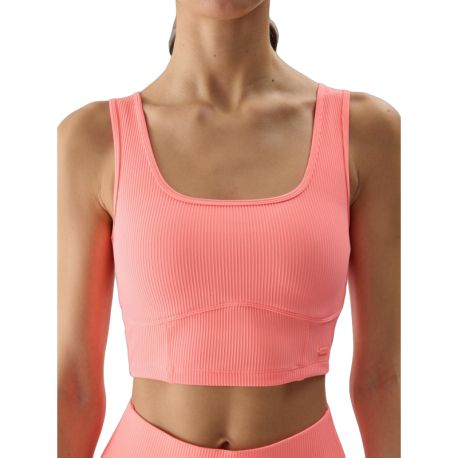 Dámská tréninková sportovní podprsenka 4F-SLEEVELESS-4FWSS24TSLEF072-63N-CORAL NEON