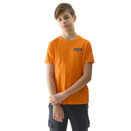 Chlapecké turistické triko s krátkým rukávem 4F JUNIOR-TSHIRT-4FJWSS24TTSHM1131-70S-ORANGE