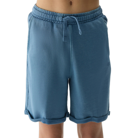 Chlapecké teplákové kraťasy 4F JUNIOR-SHORTS CAS-4FJWSS24TSHOM279-32S-DENIM