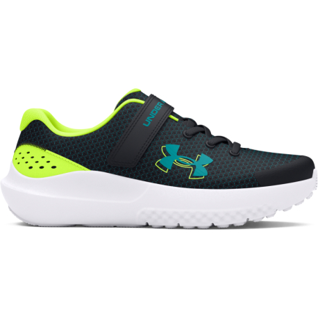 Chlapecká sportovní obuv (tréninková) UNDER ARMOUR-UA BPS Surge 4 AC 4 black/high vis yellow/circuit teal