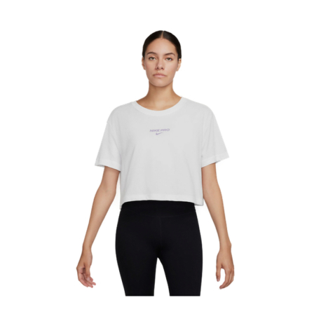 Dámské tréninkové triko s krátkým rukávem NIKE PRO-W NK DF  SS CRP TEE-100 WHITE