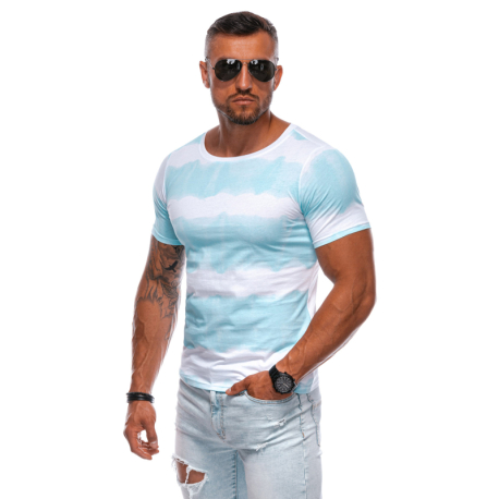 Pánske tričko s krátkym rukávom s v-výstrihom OMBRE-T-shirt S1973 light blue