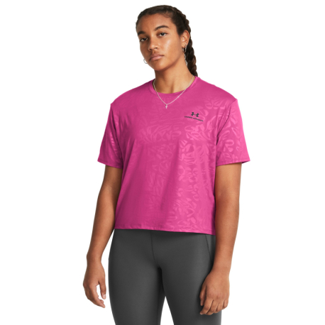 Dámské tréninkové triko s krátkým rukávem UNDER ARMOUR-Rush Energy Emboss Crop SS-PNK