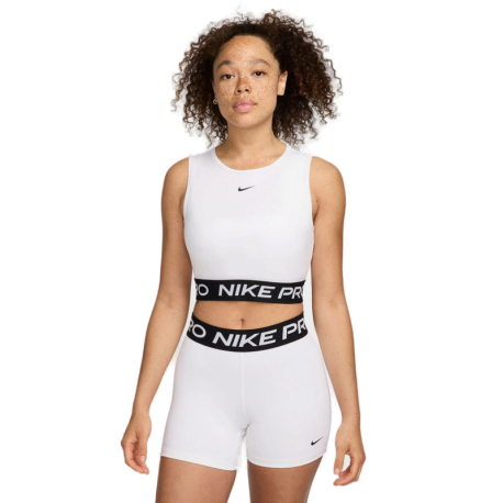 Dámské tréninkové triko s krátkým rukávem NIKE PRO-DF 365 CROP TANK-100 WHITE/BLACK