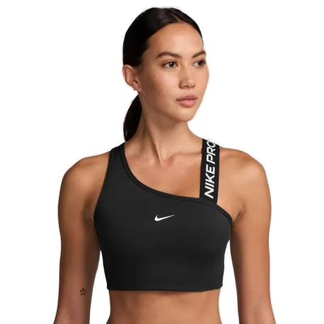 Dámská tréninková sportovní podprsenka NIKE PRO-W NP SWOOSH MS ASYM BRA-010 BLACK/BLACK/WHITE/WHITE