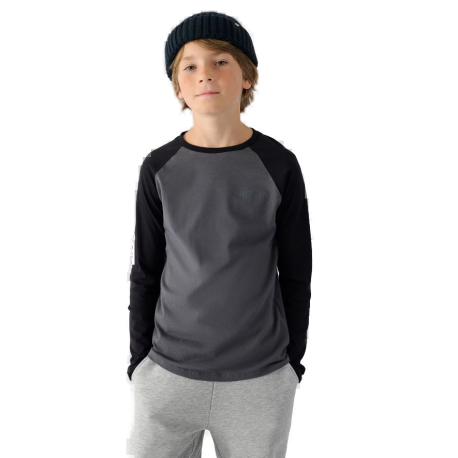 Chlapecké tričko s dlouhým rukávem 4F JUNIOR-LONGSLEEVE-JWAW24TLONM293-22S-ANTHRACITE