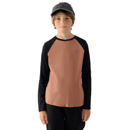 Chlapecké tričko s dlouhým rukávem 4F JUNIOR-LONGSLEEVE-JWAW24TLONM293-65S-PALE CORAL