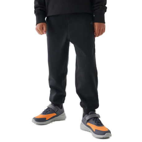 Chlapčenské zateplené tepláky 4F JUNIOR-TROUSERS-JWAW24TTROM761-20S-DEEP BLACK