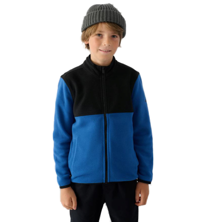 Chlapecká flísová mikina se zipem 4F JUNIOR-FLEECE-JWAW24TFLEM212-32S-DENIM