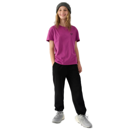 Dívčí tepláky 4F JUNIOR-TROUSERS-JWAW24TTROF754-20S-DEEP BLACK