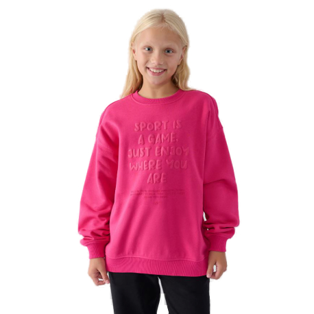 Dívčí mikina 4F JUNIOR-SWEATSHIRT-JWAW24TSWSF1214-55S-HOT PINK