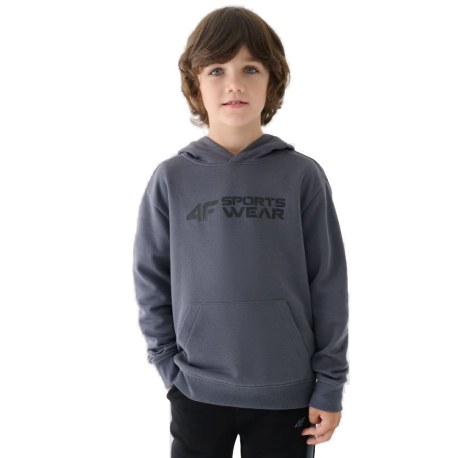 Chlapecká mikina s kapucí 4F JUNIOR-SWEATSHIRT-JWAW24TSWSM1223-20S-DEEP BLACK