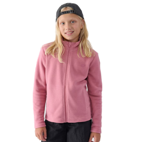 Dívčí flísová mikina se zipem 4F JUNIOR-FLEECE-JWMM00TFLEF261-56S-LIGHT PINK