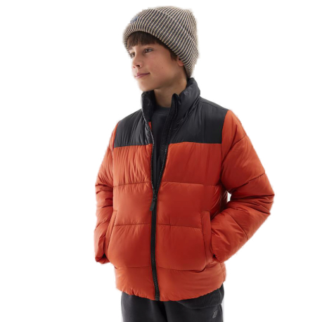 Chlapecká bunda 4F JUNIOR-DOWN JACKET-JWAW24TDJAM461-61S-DARK RED