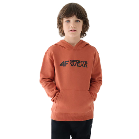 Chlapecká mikina s kapucí 4F JUNIOR-SWEATSHIRT-JWAW24TSWSM1223-64S-SALMON CORAL