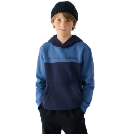 Chlapecká mikina s kapucí 4F JUNIOR-SWEATSHIRT-JWAW24TSWSM1222-30S-DARK BLUE