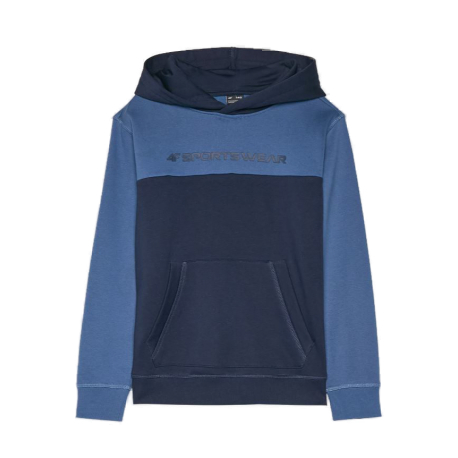 Chlapecká mikina s kapucí 4F JUNIOR-SWEATSHIRT-JWAW24TSWSM1222-30S-DARK BLUE