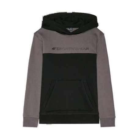 Chlapecká mikina s kapucí 4F JUNIOR-SWEATSHIRT-JWAW24TSWSM1222-20S-DEEP BLACK