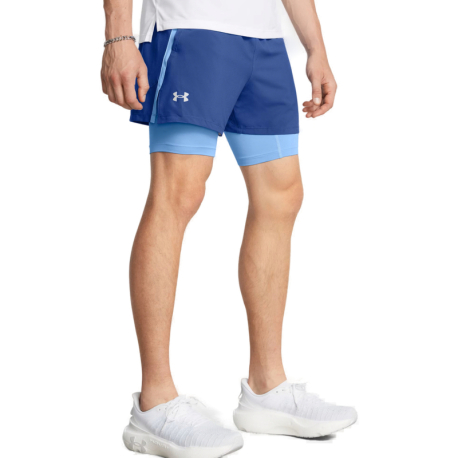 Pánské tréninkové kraťasy UNDER ARMOUR-UA LAUNCH 5 2-IN-1 SHORTS-BLU