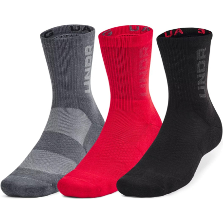 Ponožky UNDER ARMOUR-3 PACK-UA 3-Maker Mid-Crew-RED