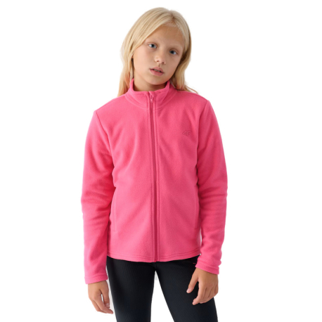 Dívčí flísová mikina se zipem 4F JUNIOR-FLEECE-JWMM00TFLEF261-55S-HOT PINK