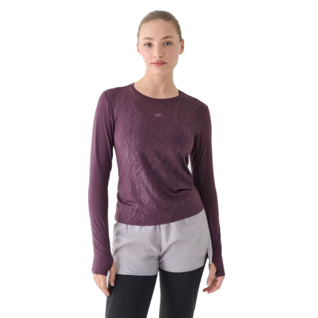 Dámské tréninkové triko s dlouhým rukávem 4F-LONGSLEEVE FNK-WAW24TFLOF249-50S-DARK VIOLET