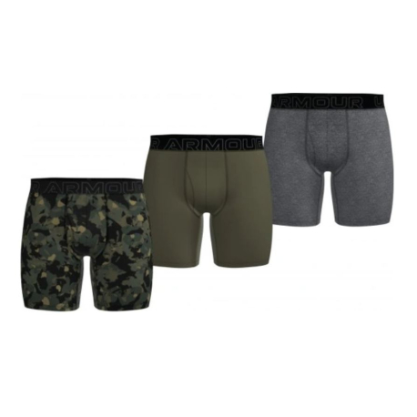 Pánské boxerky UNDER ARMOUR-6 PACK-Perf Tech Nov 6 inch-MARINE OD GREEN