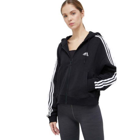 Dámská mikina se zipem ADIDAS-W 3S FT FZ S HD-IC8781-Black