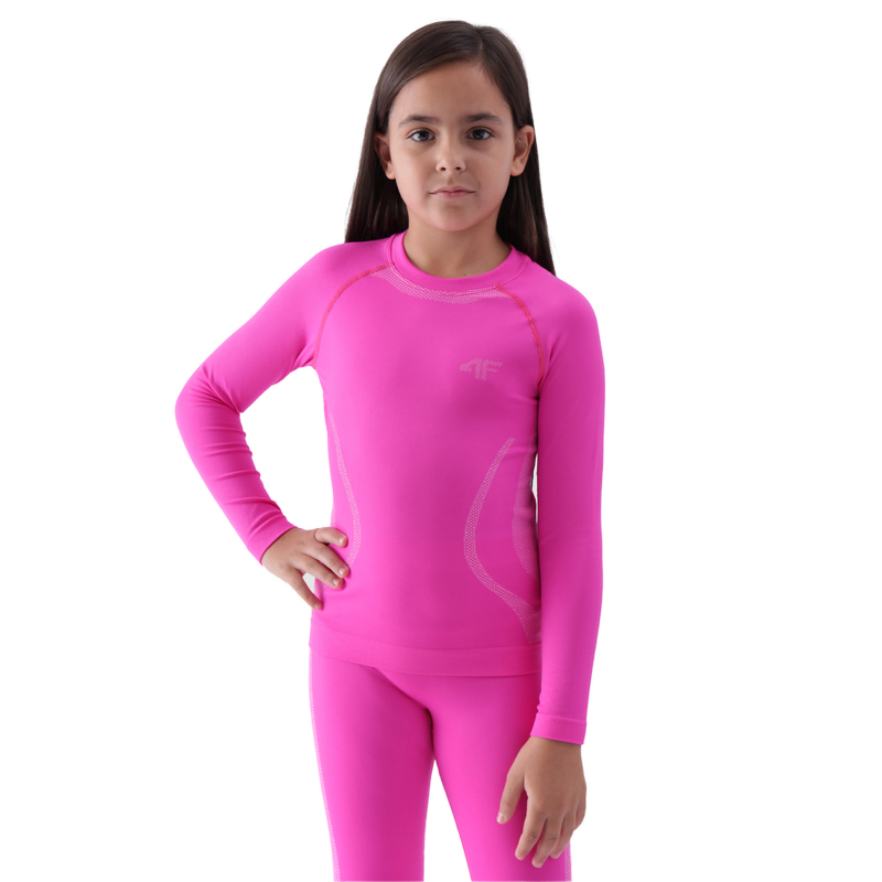 Dívčí termoprádlo vrchní a spodní díl 4F JUNIOR-SEAMLESS UNDERWEAR-JWAW24USEAF150-55S-HOT PINK - 