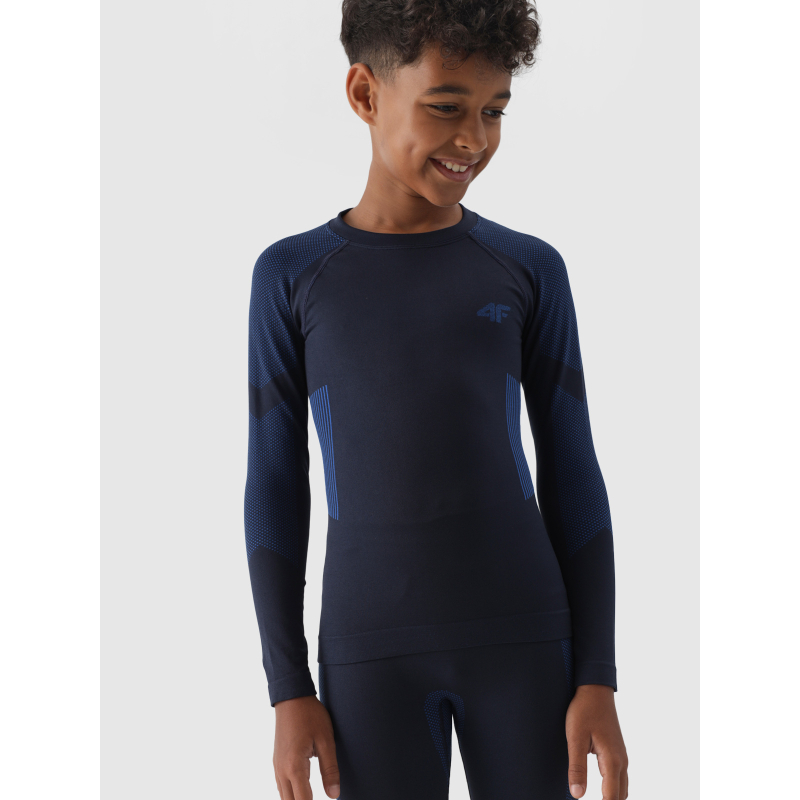 Chlapecké termoprádlo vrchní a spodní díl 4F JUNIOR-SEAMLESS UNDERWEAR-JWAW24USEAM149-31S-NAVY - 