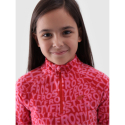 Dívčí lyžařská flísová mikina 4F JUNIOR-FLEECE UNDERWEAR-JWAW24UFLEF051-62A-RED ALLOVER - 