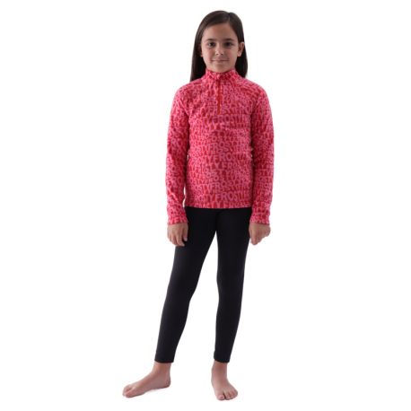 Dievčenská lyžiarska flisová mikina 4F JUNIOR-FLEECE UNDERWEAR-JWAW24UFLEF051-62A-RED ALLOVER