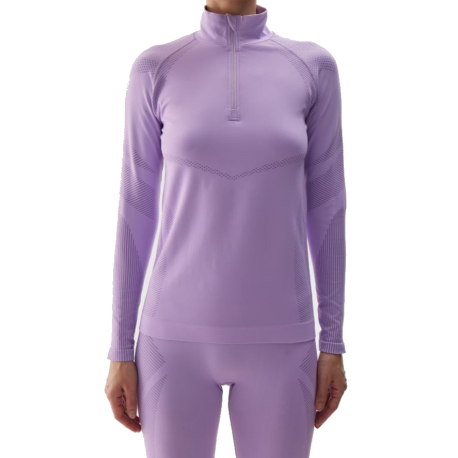 Dámská zateplená lyžařská mikina s 1/2 zipem 4F-SEAMLESS UNDERWEAR-WAW24USEAF160-52S-LIGHT VIOLET