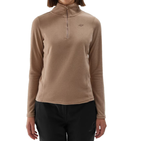 Dámská lyžařská flísová mikina 4F-FLEECE UNDERWEAR-WAW24UFLEF048-82S-LIGHT BROWN