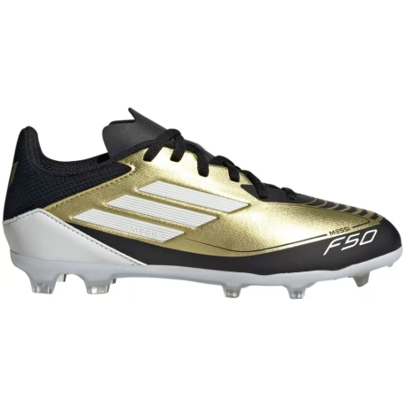 Chlapecké fotbalové kopačky outdoorové ADIDAS-F50 League Messi Jr FG gold met/cloud white/core black