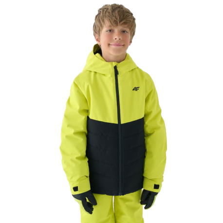 Chlapecká lyžařská bunda 4F JUNIOR-TECHNICAL JACKET-JWAW24TTJAM535-45S-CANARY GREEN