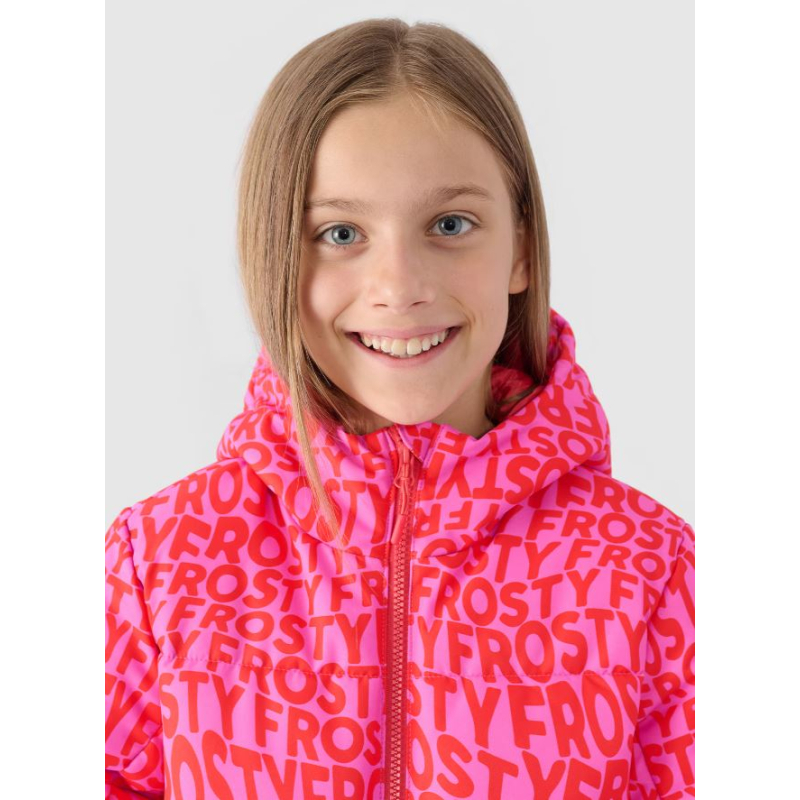 Dívčí lyžařská bunda 4F JUNIOR-TECHNICAL JACKET-JWAW24TTJAF544-90A-MULTICOLOUR ALLOVER - 