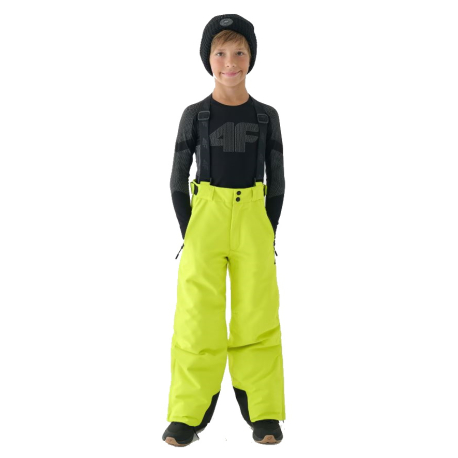 Chlapecké lyžařské kalhoty 4F JUNIOR-TROUSERS FNK-JWAW24TFTRM656-45S-CANARY GREEN